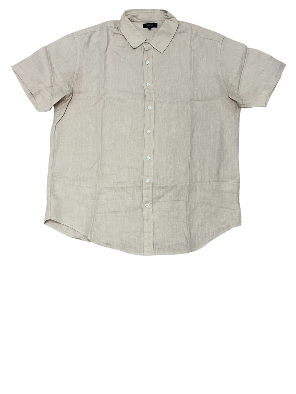 Quince Men's Short-Sleeve Button-Up Linen Shirt Beige